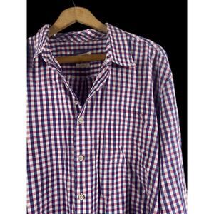 Johnnie O Hanging Out Shirt Size 2XL Mens Button Down Red Blue Gingham Check